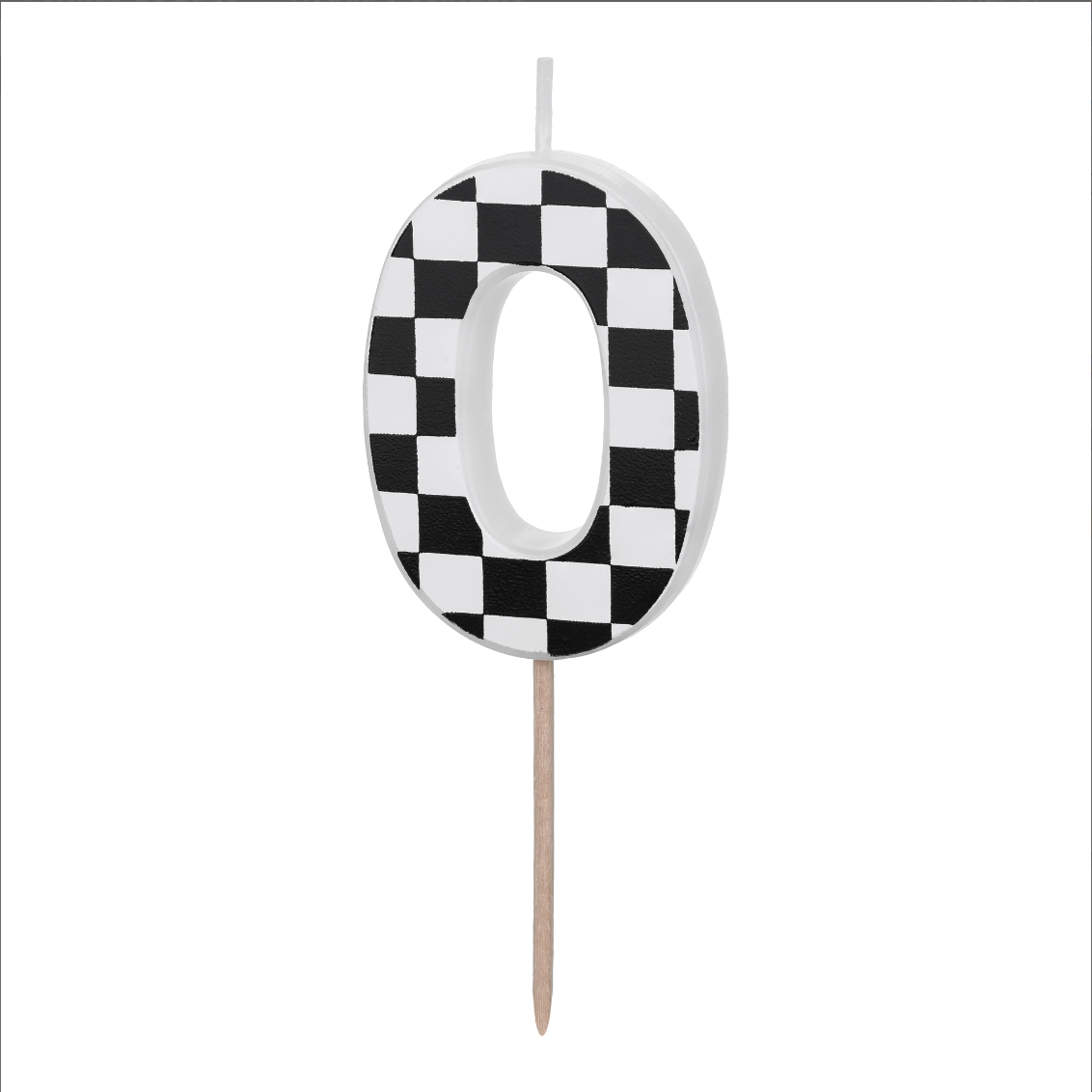 Vela de cumpleaños con forma de número y diseño de carreras estilo racing o coches número 0
