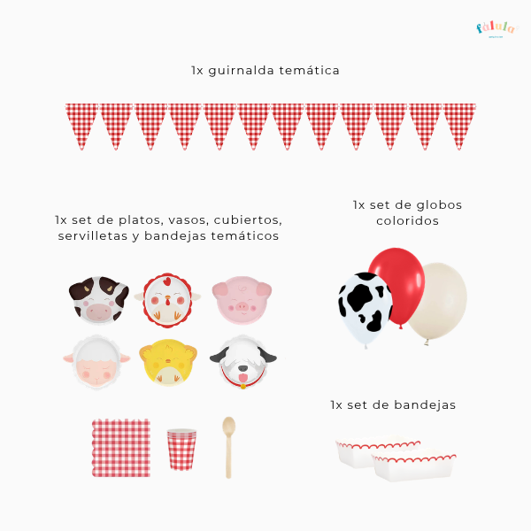 Kit de Decoración para Fiesta - Animales De La Granja