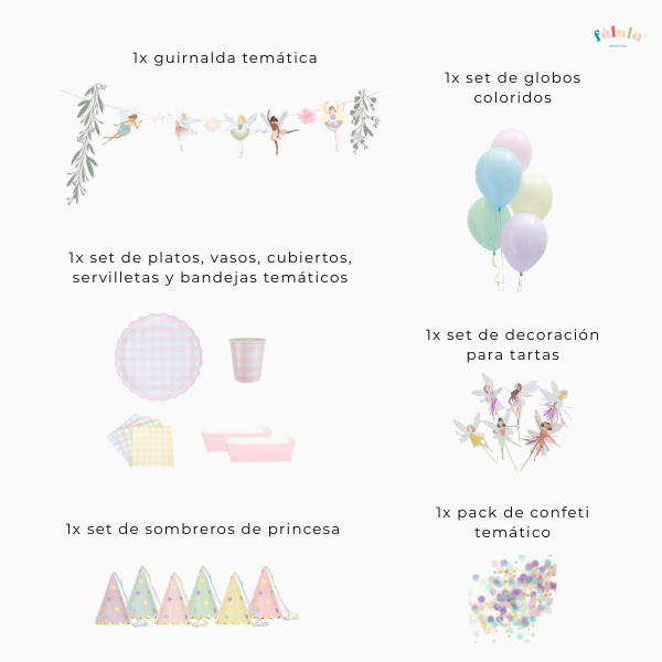 Kit de Decoración para Fiesta - El Bosque De Las Hadas (Rosa Vichy)