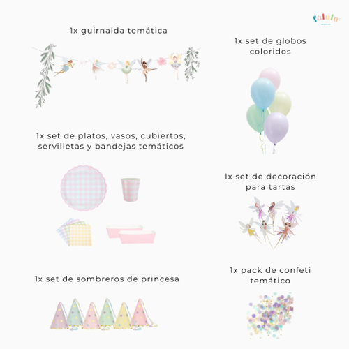 Kit de Decoración para Fiesta - El Bosque De Las Hadas (Rosa Vichy)