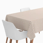 mantel de papel impermeable de vichy bege y blanco