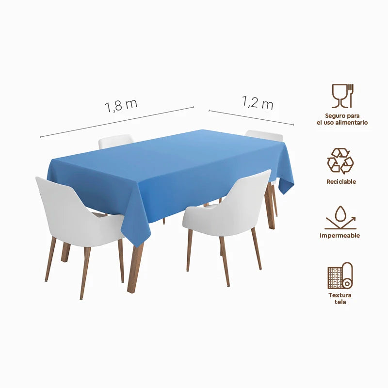 mantel de papel impermeable azul pastel