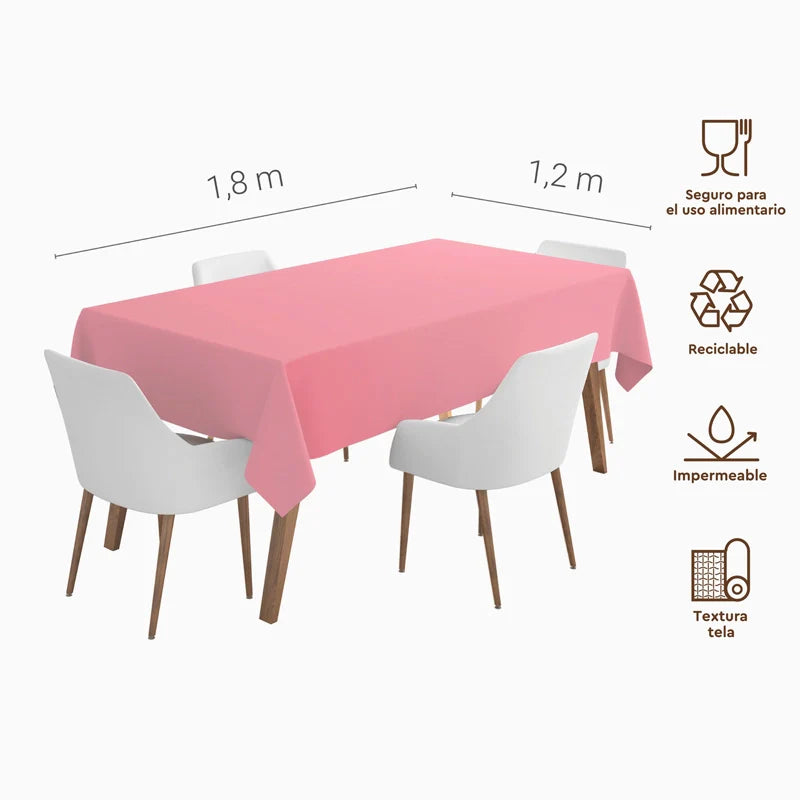 mantel de papel impermeable rosa pastel