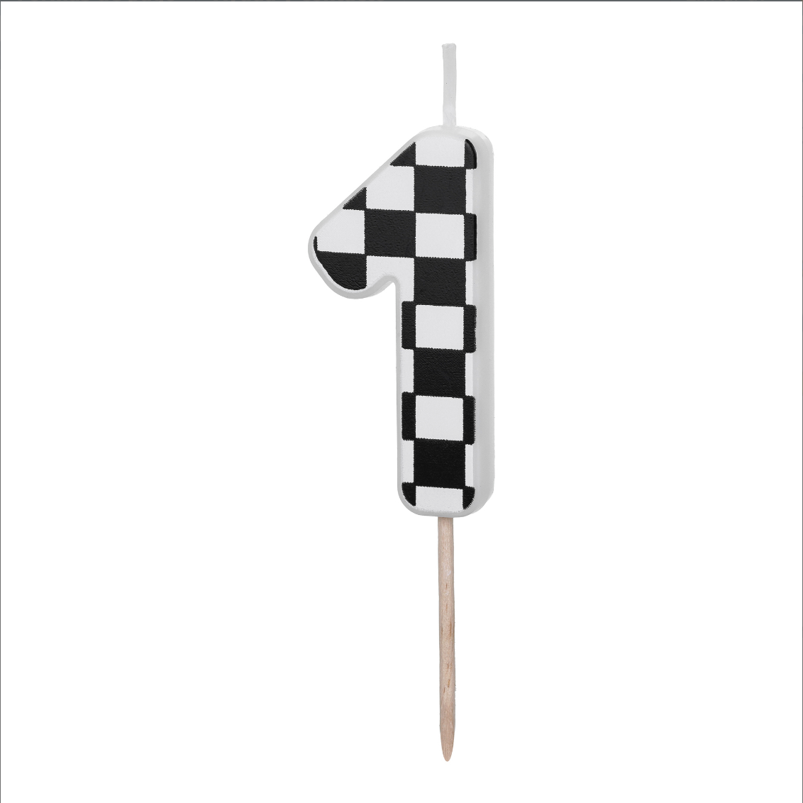 Vela de cumpleaños con forma de número y diseño de carreras estilo racing o coches número 1