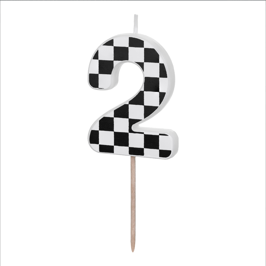 Vela de cumpleaños con forma de número y diseño de carreras estilo racing o coches número 2